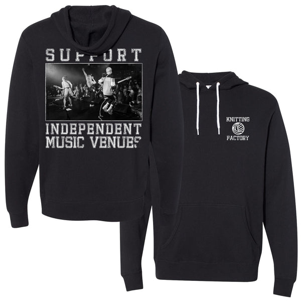 support independent music venues hooded sweatshirt